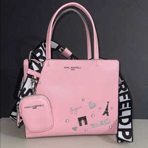 NEW Karl Lagerfeld Pink Paris Tote WITH STRAP